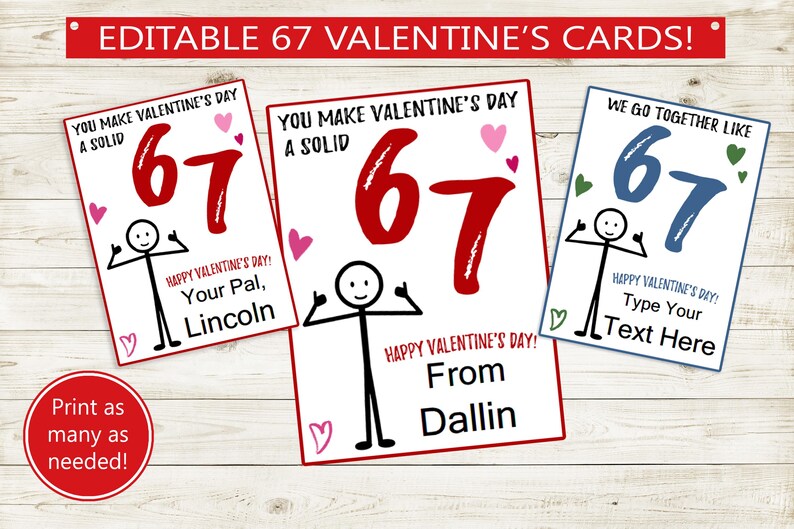 67 Editable Valentine's Day Cards // Instant Download Valentine ...
