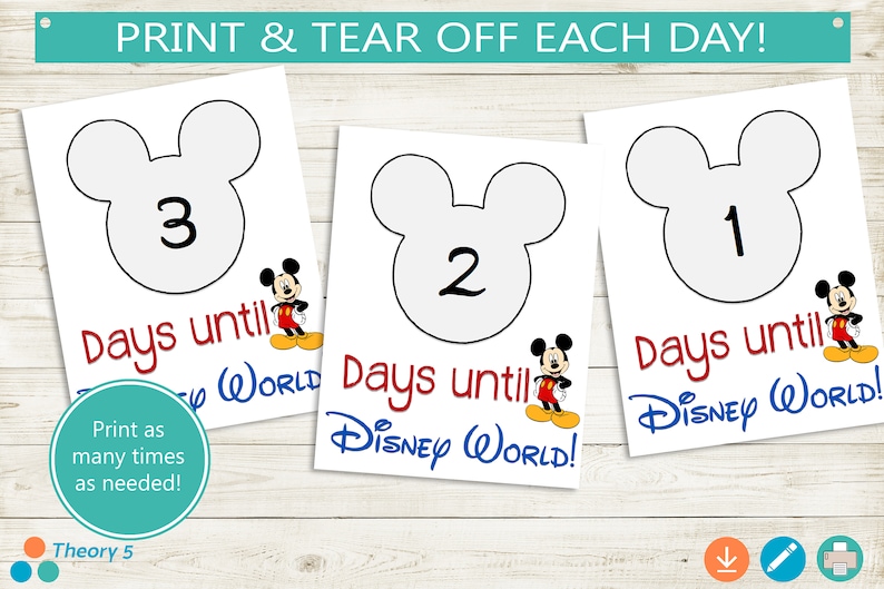 Disney World Vacation Countdown Printable // Editable PDF // - Etsy