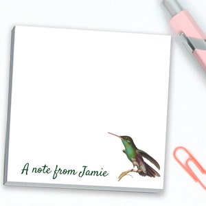 Hummingbird Personalized Sticky Notes // 3x3 inch // custom text gift idea customizable teacher appreciation name gift sticky note pad paper