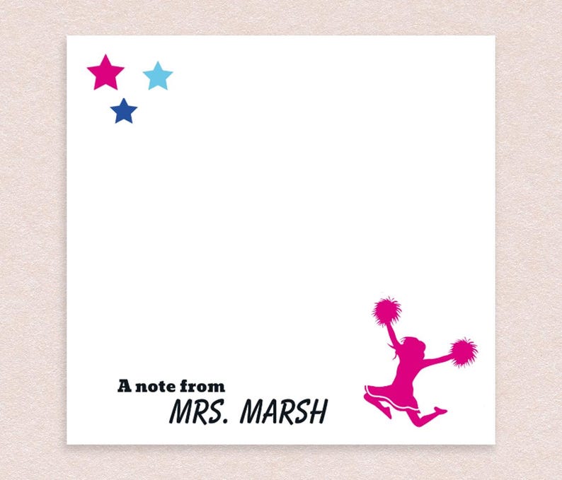 Custom Cheerleader Sticky Notes // Personalized Text // 50 Stickies per ...