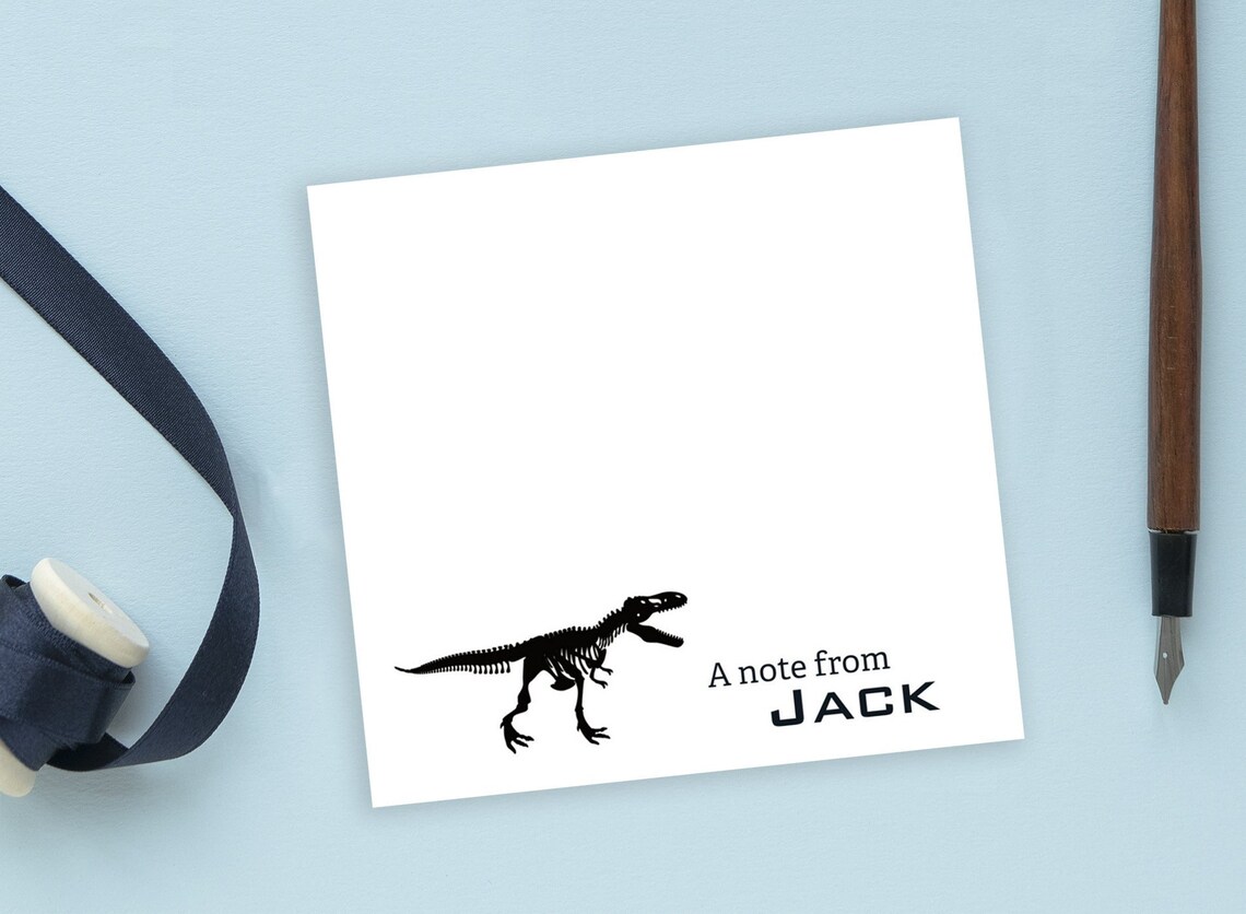 Sticky Note Pads With Dinosaur Design Custom Name // Personalized Gift ...
