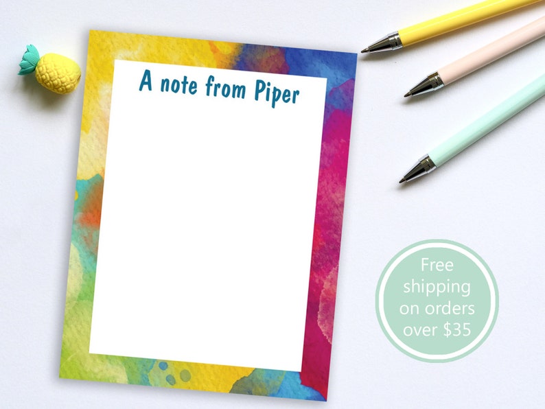 Custom Notepad With Custom Text and Colorful Design // 50 - Etsy
