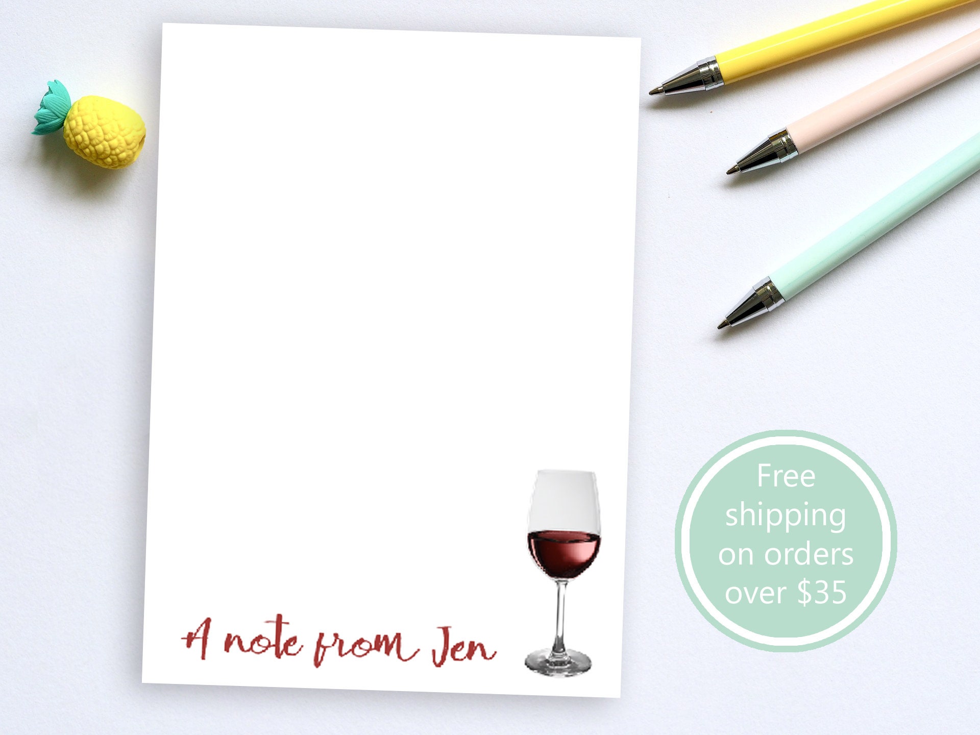 Custom Wine Glass Notepad // 50 Sheets per Stack, 4