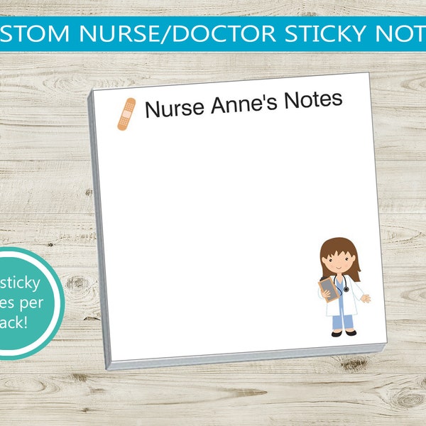 Custom Nurse Doctor Sticky Notes // nurse gift idea, customizable, doctor gift, note pad paper stick notes, personalized, medical, for women