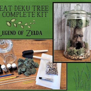 May include: A DIY kit to create a Great Deku Tree terrarium inspired by the Legend of Zelda video game. The kit includes a glass jar, moss, rocks, paint, brushes, and glue.