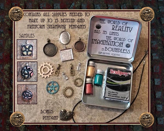 Quarantine Craft-DIY Steampunk Craft Kit-Kids Craft Kit-Steampunk DIY kit-Steampunk Pendant Kit-Steampunk Craft-DIY Steampunk Jewelry