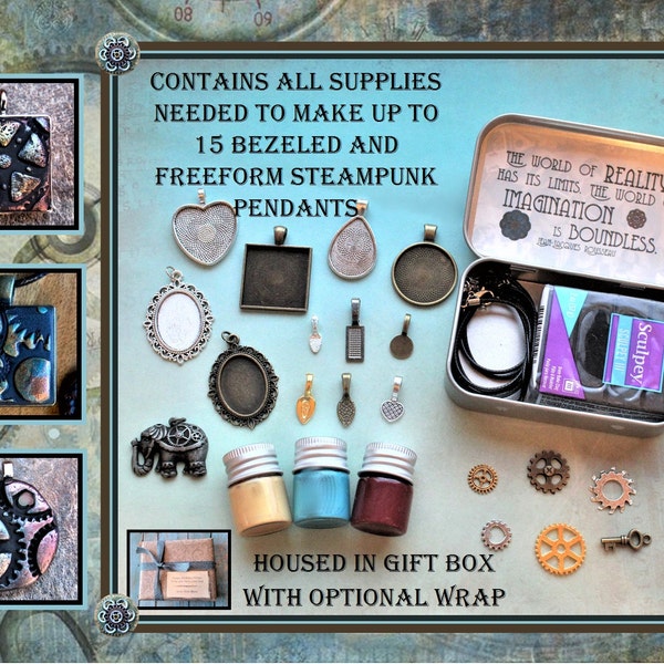 DIY Steampunk Craft Kit-Kids Craft Kit-Steampunk DIY kit-Steampunk Pendant Kit-Steampunk Craft-DIY Steampunk Jewelry-Decopunk-Dieselpunk