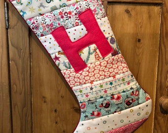 Handmade Personalised 'H' Christmas Stocking (Ready to Dispatch) (LARGE)