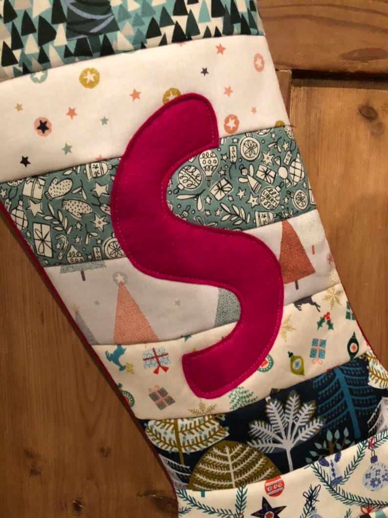 Ready to Dispatch Handmade Personalised /'S/' Christmas Stocking LARGE