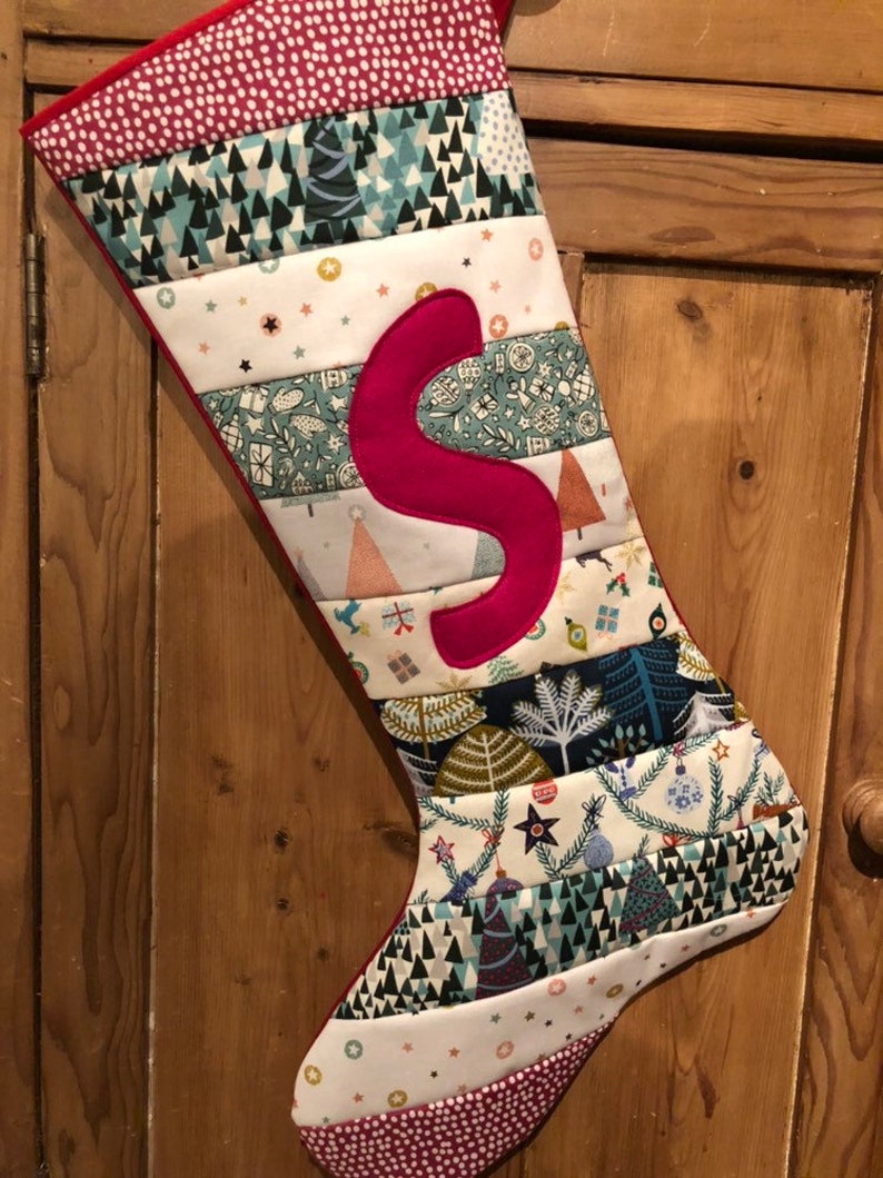 Ready to Dispatch Handmade Personalised /'S/' Christmas Stocking LARGE