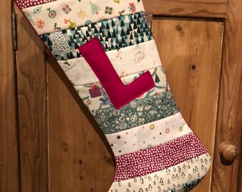 Handmade Personalised 'L' Christmas Stocking (Ready to Dispatch) (LARGE)