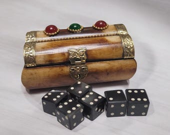Antique 6 Horn D6 Dices with  Bone Box Brass inlay Work/ christmasgift /giftforher /giftforhusband /dicelover /giftforwife/ giftforhusband