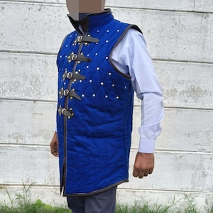 Sleeveless WHC medieval padded armor , medieval gambeson, long padded jacket , larp costume ,sca gambeson ,viking armor , livestage costume