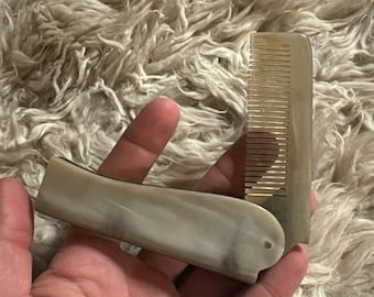 Vintage Folding Yak Horn Comb: Travel Hair Care