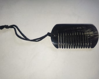 Peine de bolsillo de cuerno de buey hecho a mano: peinado de barba y bigote