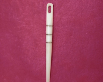 Handmade Bone Nalbinding Needle with Brass Detail