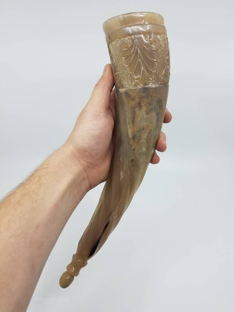 Drinking Horn Mead Horn Carved Horn Gifts For Men Viking Etsy