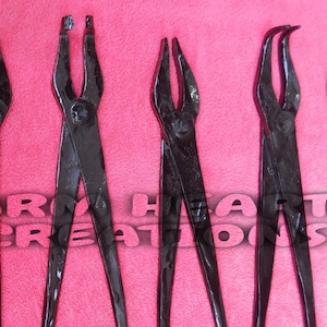 Heavy Duty Starter Blacksmith  tongs kit / Forging tongs for hot metal work / Iron Blacksmith tool for handling hot metal /Pliers/larp /sca