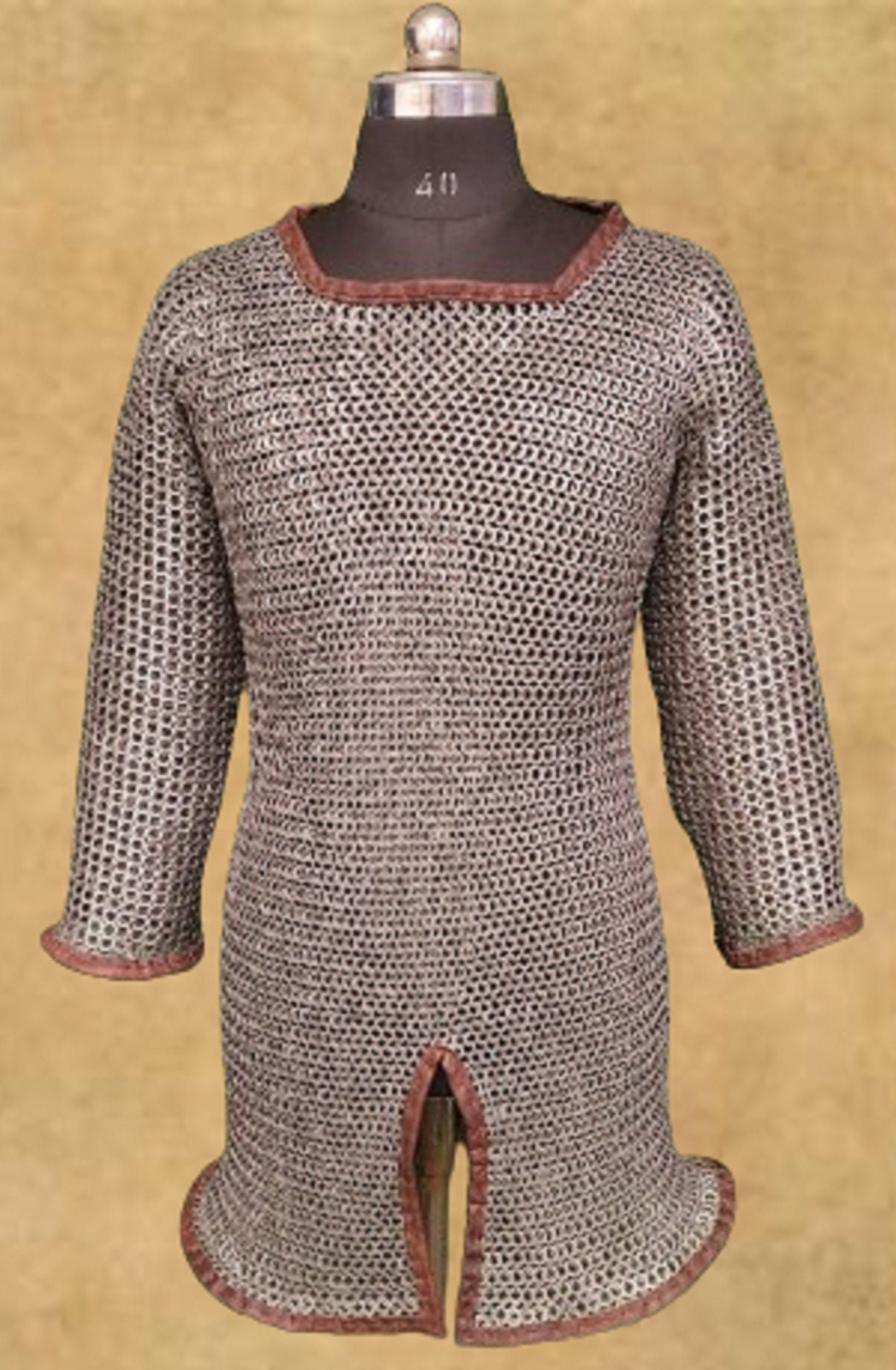 chainmaile hauberk / Medieval chainmail half Sleeve shirt / 9 mm Flat riveted chainmail sca hauberk / larp Haubergeon /