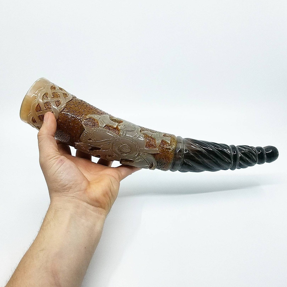 Viking Drinking Horn Mead Horn Carved Horn Gifts For Men Etsy