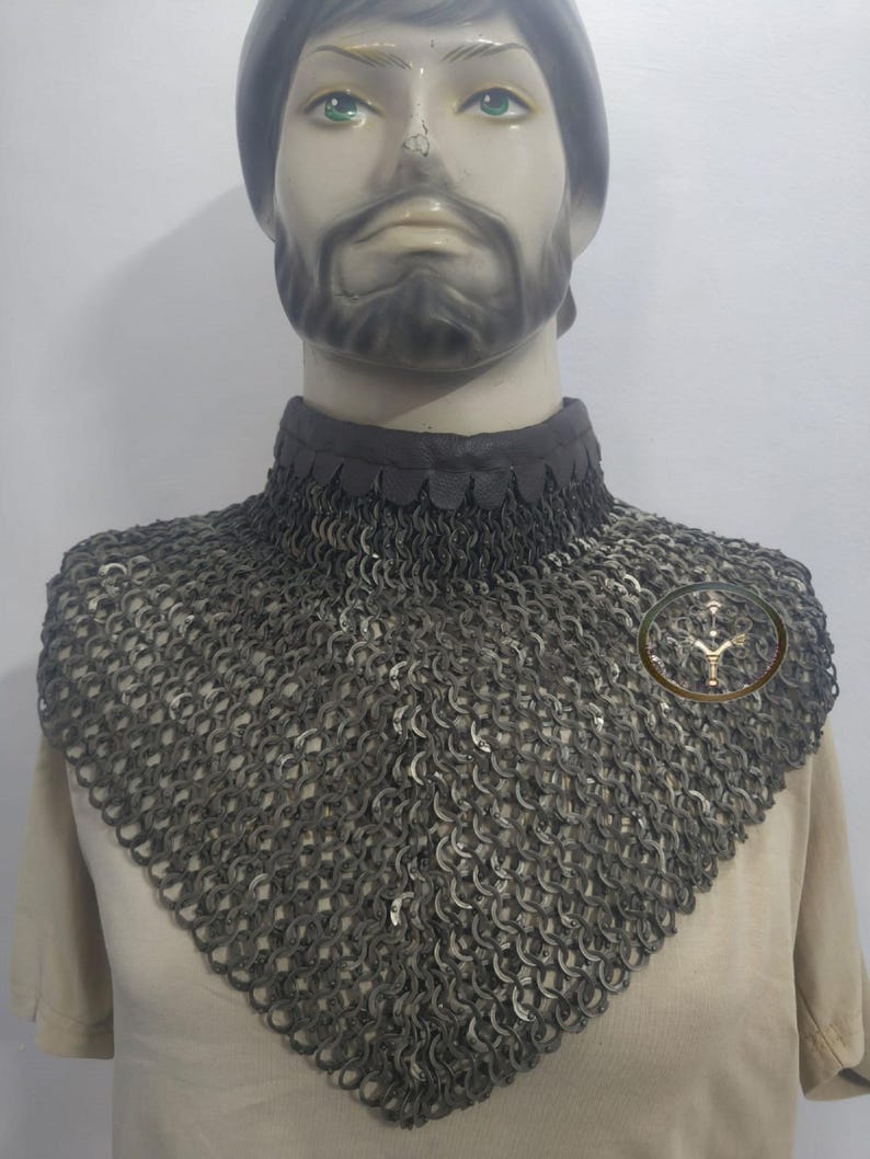 Medieval Steel Chainmail Gorget: V-shape Bishop's Mantle, LARP SCA ...