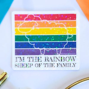 Rainbow Sheep Sticker | Pride Sticker | LGBTQIA+ Sticker | Pride Month Gift Idea | Black Sheep