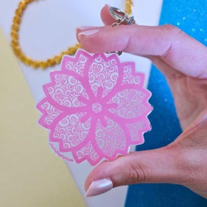 Pink Cherry Blossoms Keychain, Key Chain, Key Ring, Key Fob