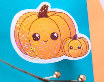 Pegatina holográfica de calabaza: decoración otoñal estilo cottagecore