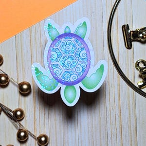 Holographic Vinyl Sea Turtle Sticker: Ocean Life Decal