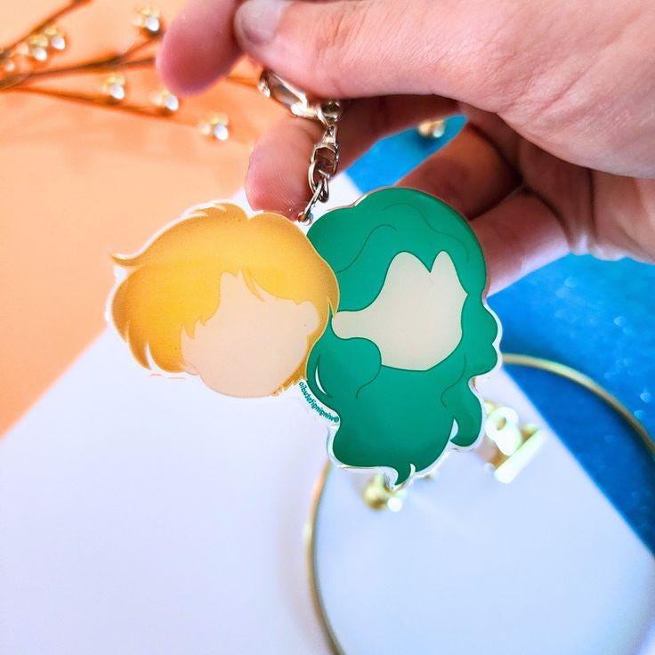 Sailor Moon Keychain: Uranus & Neptune Acrylic Charm - Etsy