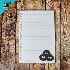 Soot sprite notepad inspired by Studio Ghibli. Konpeito candy as the To-Do list and soot sprite on the bottom right.