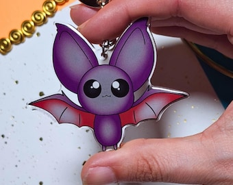 Llavero de murciélago chibi / Charm acrílico de Halloween