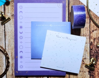 Mond Briefpapier Set | Himmlischer Planer | Astrologie Notizblock | Witchy Briefpapier | Mond Schreibtisch Decor
