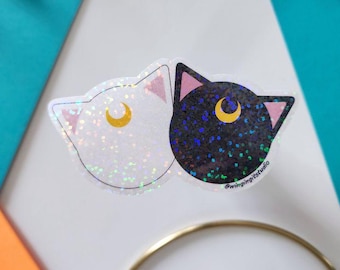 Luna and Artemis Vinyl Decal Sailor Moon Cat Sticker Magical Girl Anime Gift Kawaii Fan Merch Moon Cats