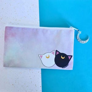 Sailor Moon Zipper Pouch / Coin Purse or Pencil Case | Makeup Bag | Sailor Cats | Luna and Artemis