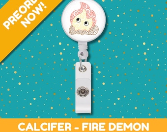 Calcifer Fire Demon Retractable Badge Reel Clip Studio Ghibli ID Holder Howls Moving Castle Anime