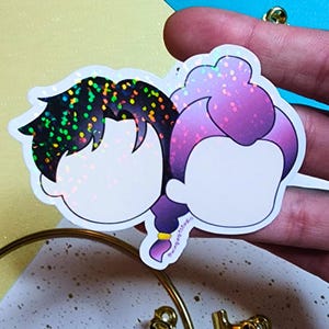 KPop Demon Hunters Sticker | Jinu and Rumi | Rujinu Vinyl Holographic Sticker