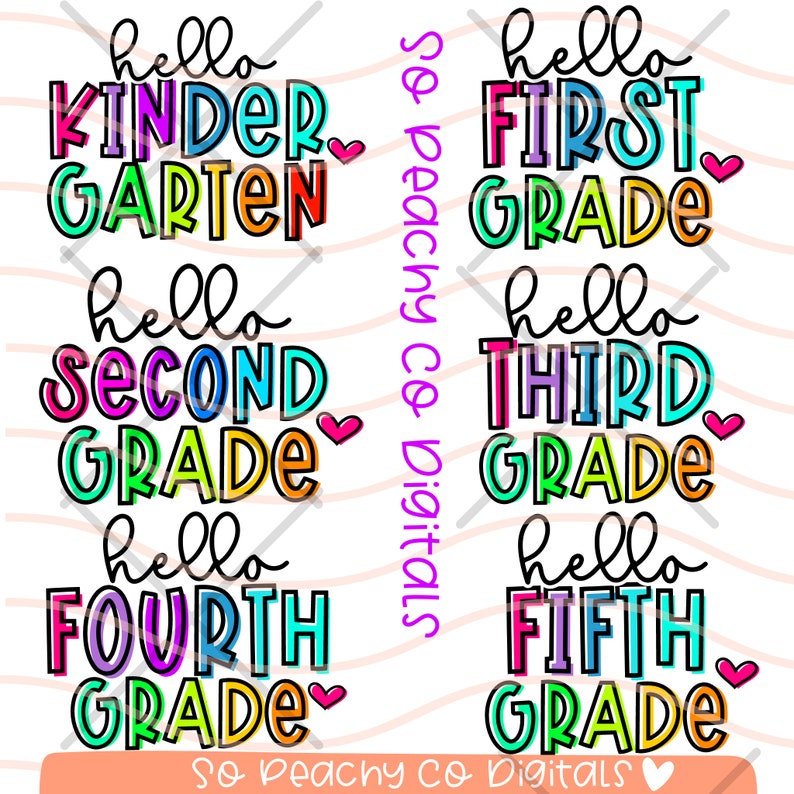 Hello Grade R Hello First Grade Back to School PNG Trendy PNG Rainbow Letters ...