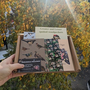 Pacote de cuidados sustentáveis amantes de pássaros, impressão, cartões postais, caixa de presente para caderno, conjuntos de presentes sustentáveis, presentes para ela, presentes ecológicos de Natal