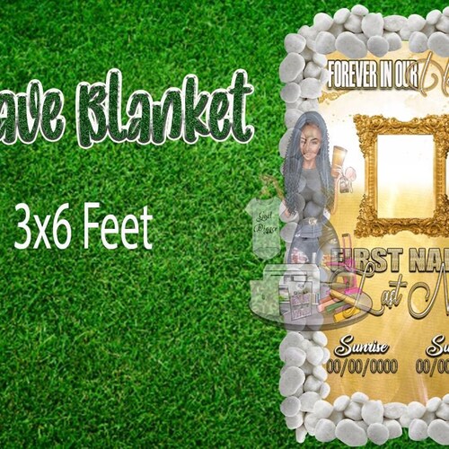 Memorial Grave Blanket Purple Template Design and Mockup Etsy