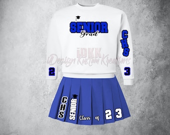 Personalized Graduation Skirt Set, Graduation Gift, Pleated Skirt, Grad Outfit, 2024 Grad | Custom Apparel