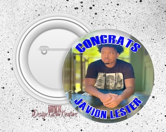 Graduation Picture Button Pins 2.25" | Graduation Favor