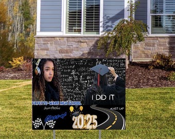 Graduation Yard Sign with Stake, Personalized Outdoor High School College Graduation Signs, Custom Lawn Sign, Class of 2025 Sign