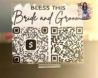 Bride & Groom Pay Code Sign, QR Code Wedding Sign, Scan Code Sign | QR Code Sign