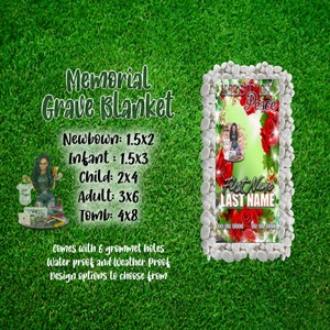 Custom Grave Blankets, Grave Marker, Cemetery, Funeral, Keepsakes | READ FULL DESCRIPTION