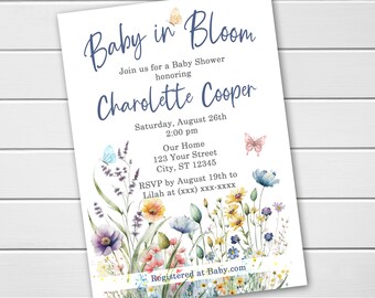PRINTED Boho Wildflower Baby Shower Invitations | Baby Shower | Wildflower Invites