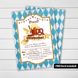 EDITABLE Oktoberfest Birthday Party Invitations Digital Printable DIY Birthday Invitations, Adult, German Celebration, Beer and Brats Party