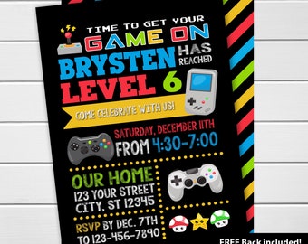 EDITABLE Video Game, Game Truck, Level Up Party Invitations Digital Printable DIY Birthday Invitations