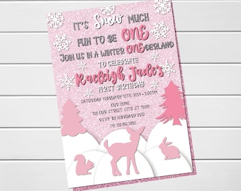 EDITABLE ONEderland Fun to be ONE Birthday Party Invitations Digital Printable DIY Birthday Invitations, Child, 1st Birthday Party Invites