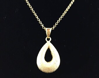 Charles Garnier 18K Sterling Teardrop Necklace Adjustable 18" 16.5" Pendant 18KT Gold 925 Silver Vintage Anniversary Birthday Christmas Gift
